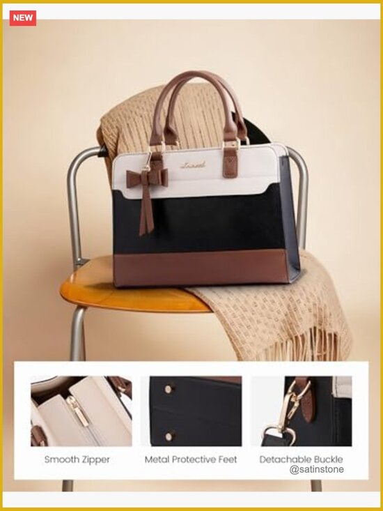 Women PU Leather Satchel Shoulder Bag with Adjustable Strap and Zipper